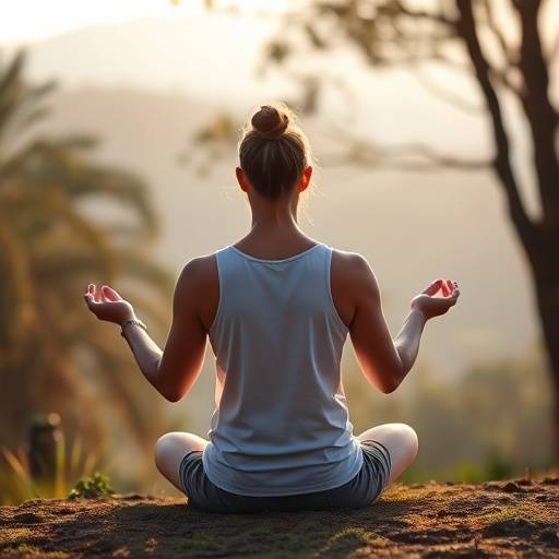 A person meditating peacefully outdoors in a serene natural setting